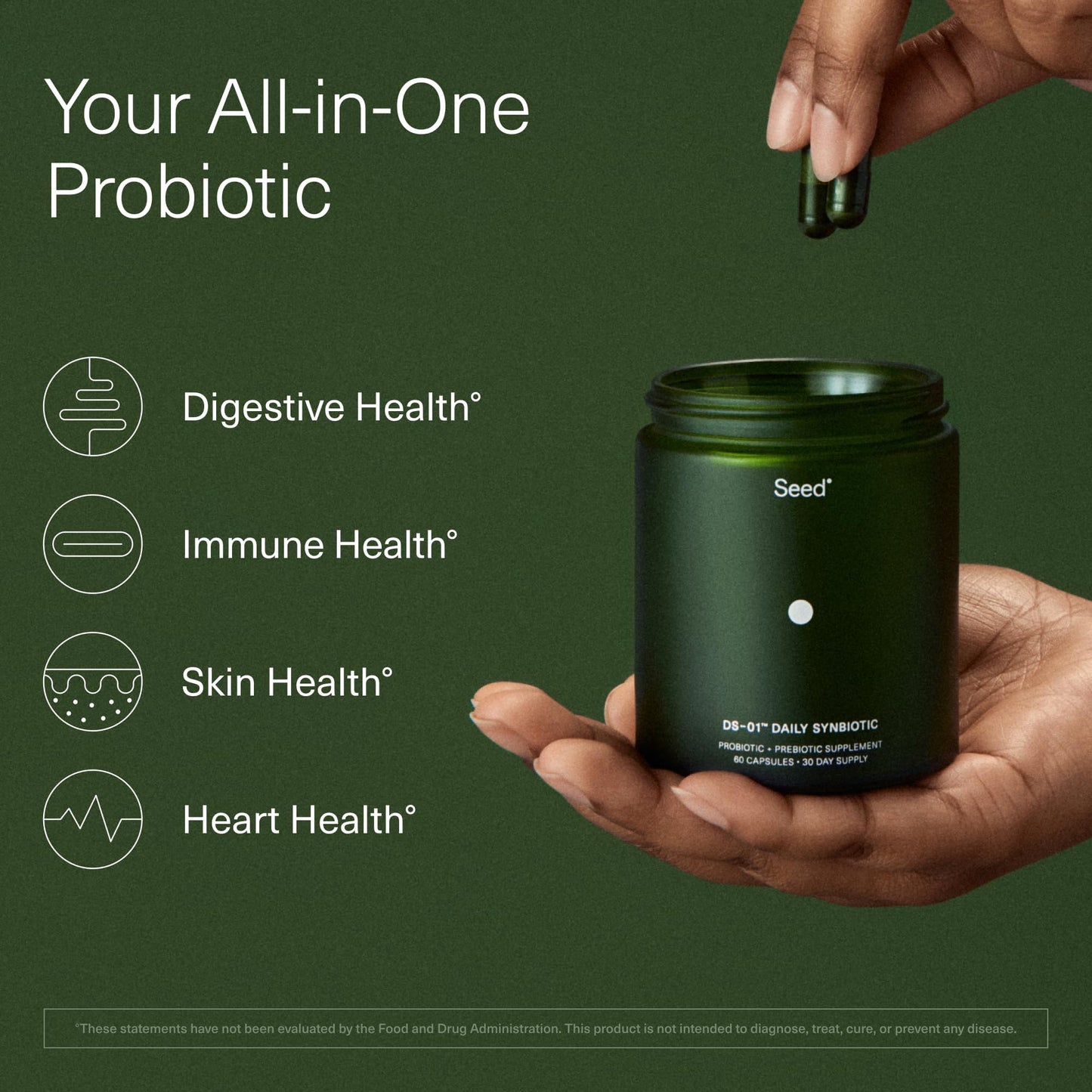 DS-01® Daily Synbiotic-- Prebiotic and Probiotic for Women & Men - Digestive Health, Gut Health, Immune Support, Bloating & Constipation Relief - Vegan & Shelf-Stable - 60 Capsules (30-Day Supply) (Copy)